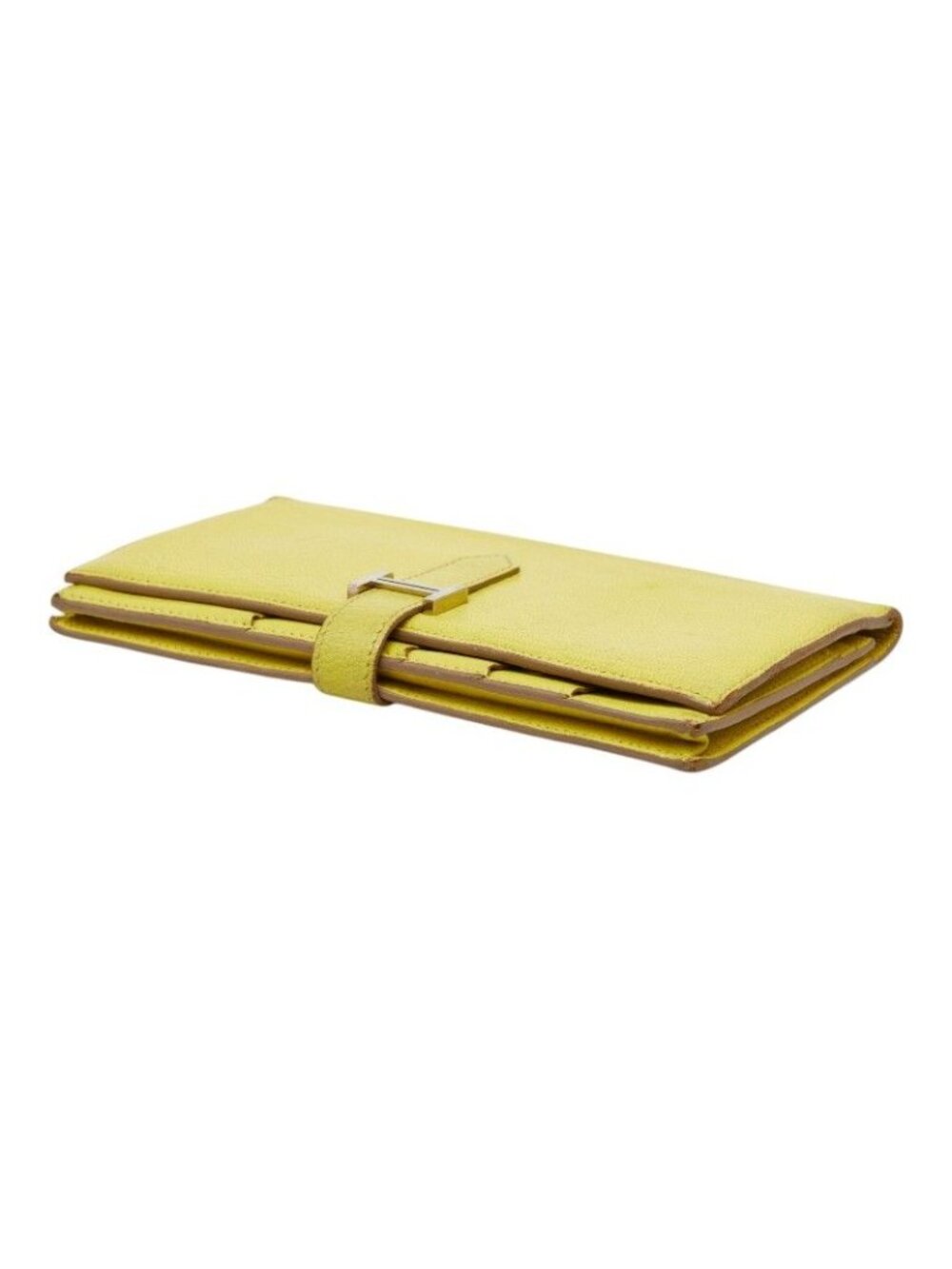 Hermes Bearn Souffle Bifold Wallet Lime Yellow Chevre - Picture 4 of 9